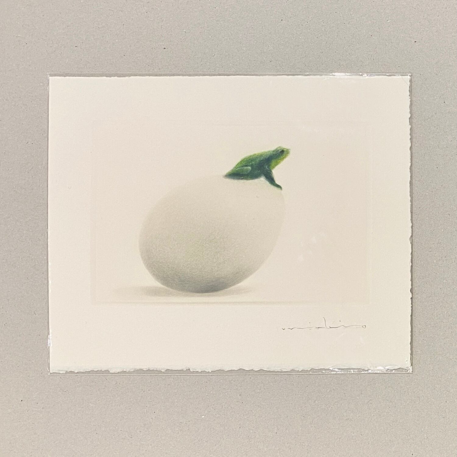 《ノエルの贈り物》渡邉幹夫 カラーメゾチントのカード WATANABE Mikio,mezzotint