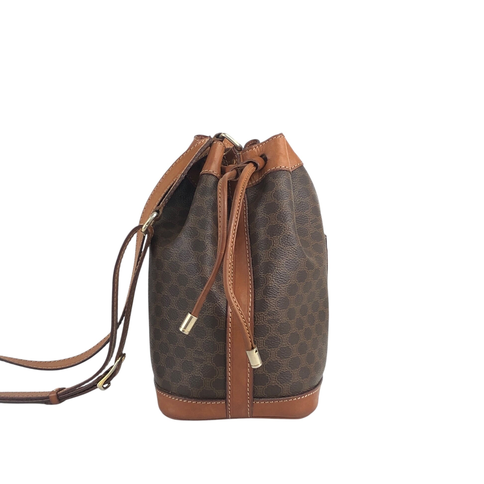 CELINE セリーヌ マカダム ショルダーバッグ ブラウン ブラゾン型押し