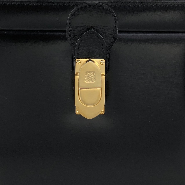 LOEWE ロエベ ハンドバッグ ブラック ロゴ フロントロック レザー ミニバッグ バニティバッグ vintage ヴィンテージ オールド ttbuhr
