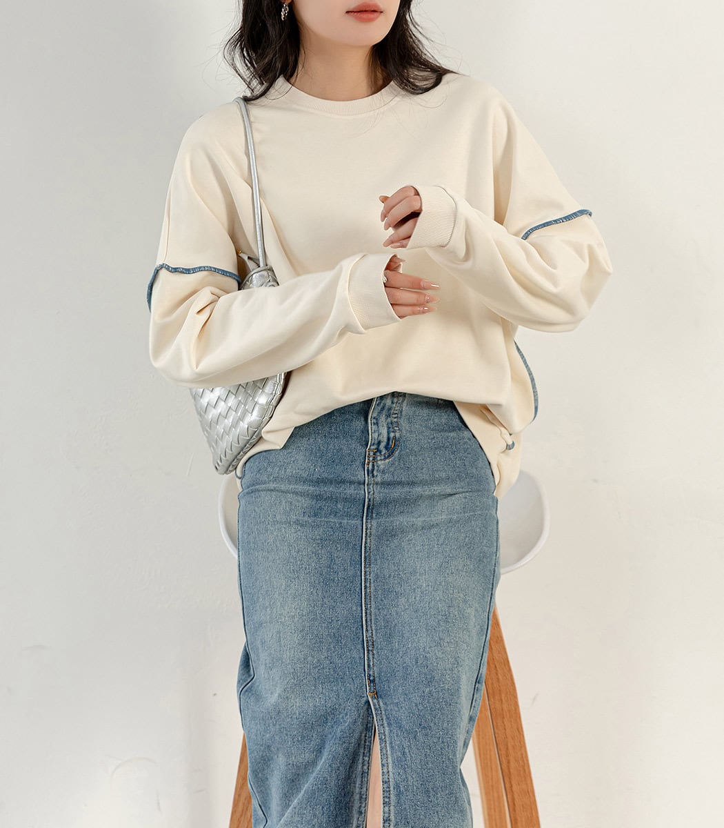 宅配便】バイカラーオーバーロックスウェット／tops2096 | DAY CLOSET