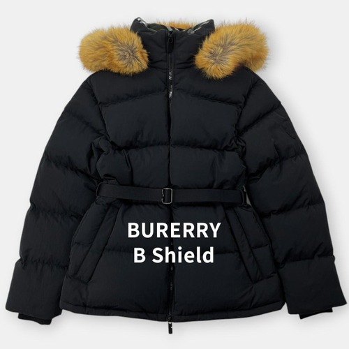 BURBERRY LONDON ENGLAND バーバリー ロンドン イングランド 24AW Bシールド ロゴ ファネルネック ファー付き ショート ダウンコート 8096910 ブラック アウター / J&NREUSE レディース アウター