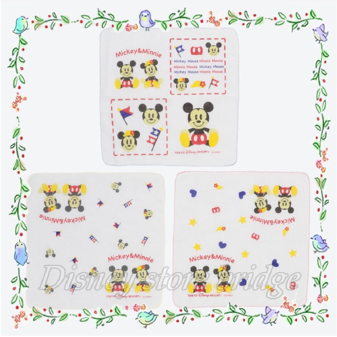 公式 ベビー ガーゼ ミッキー ミニー 3枚組 綿100% 乳児用 幼児用 パーク限定 東京ディズニーランド ディズニーシー ホワイト グッズ 綿 日本製