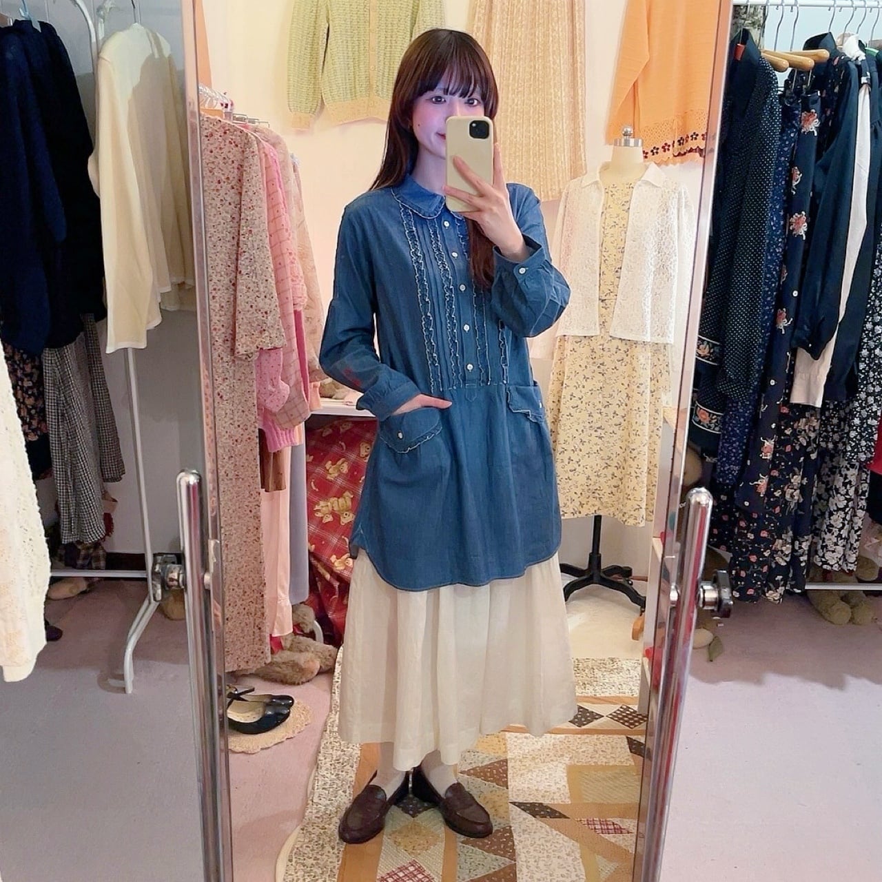 PINKHOUSE / frill pocket denim blouse