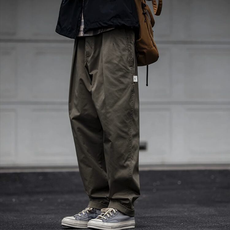 ★DOUBLE PLEATED CURLING TAPERED PANTS　　　A0754