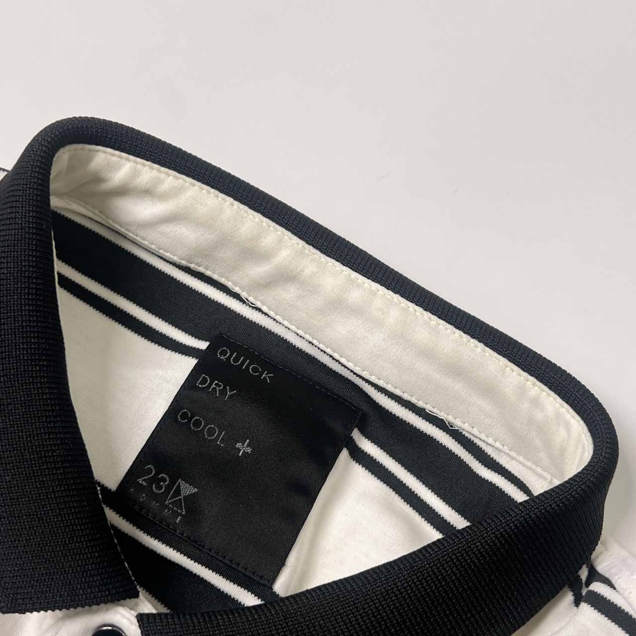 23区 homme ニジュウサンク ボーダー 半袖 ポロシャツ 50/ホワイト×ブラック メンズ