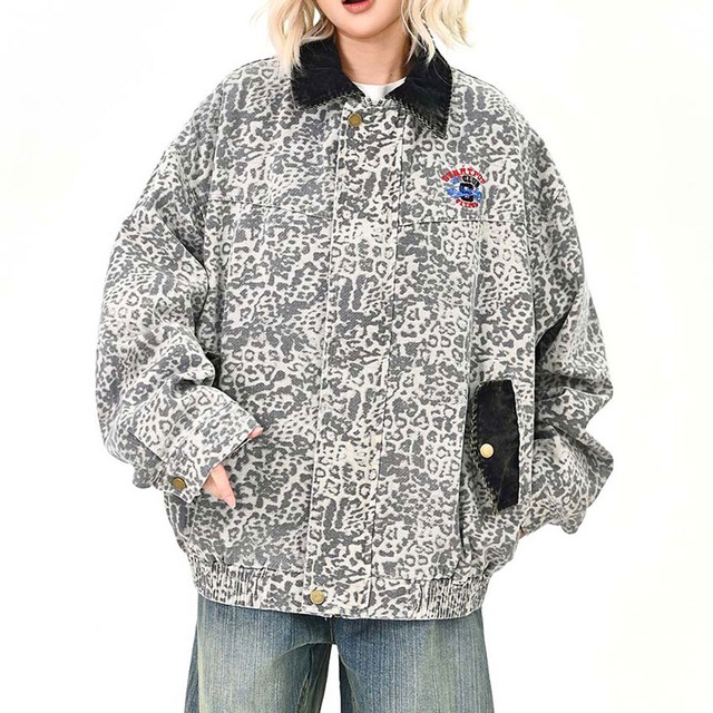 レオパードパターンコントラストブルゾン   R01479