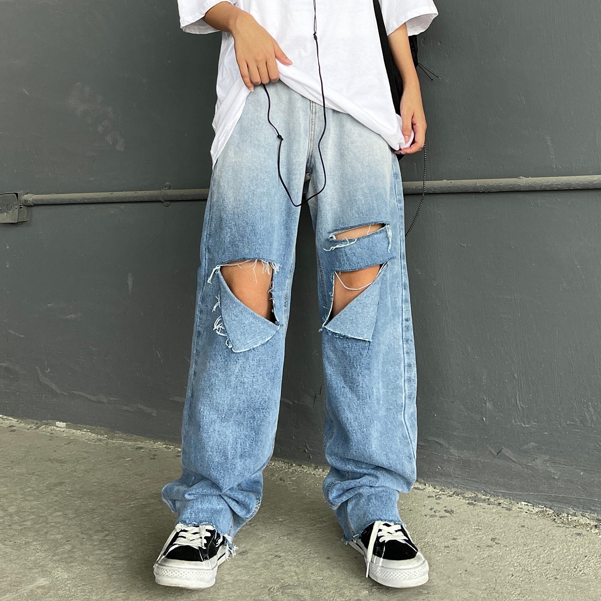 パンツ レディースカラージーンズ ハイウェストウェストルーズ ケッペル54333321254