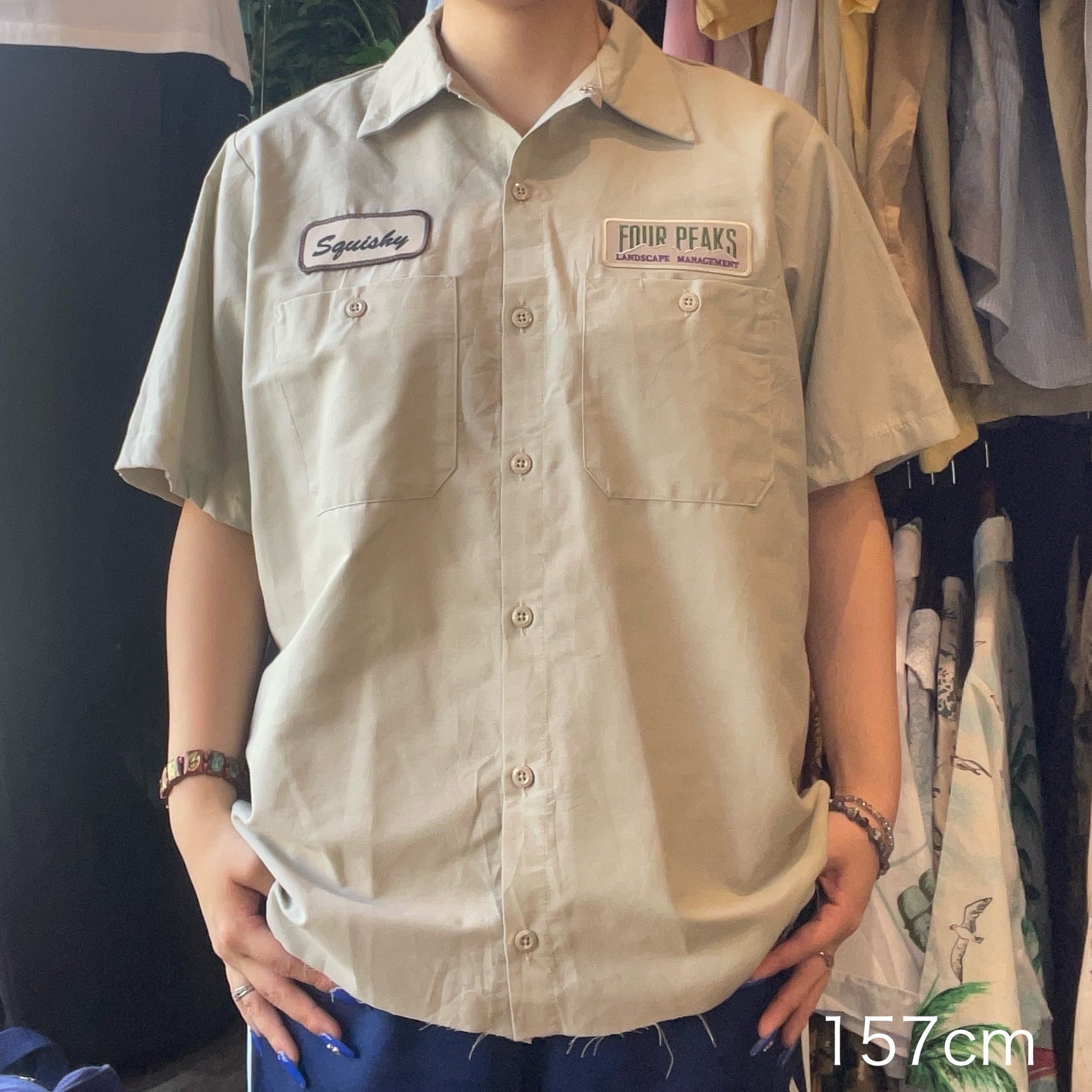 ショート丈リメイク】RED KAP ワークシャツ M ワッペン | 古着屋OLDGREEN