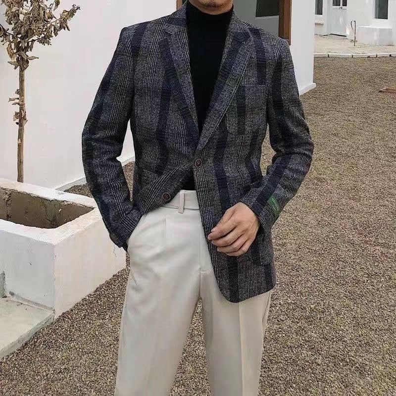 シングルブレスト カジュアルチェックジャケット 2カラー LB0278