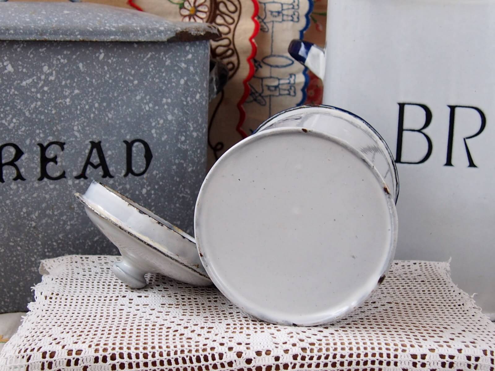 英国アンティーク 陶器キャニスター RAISINS