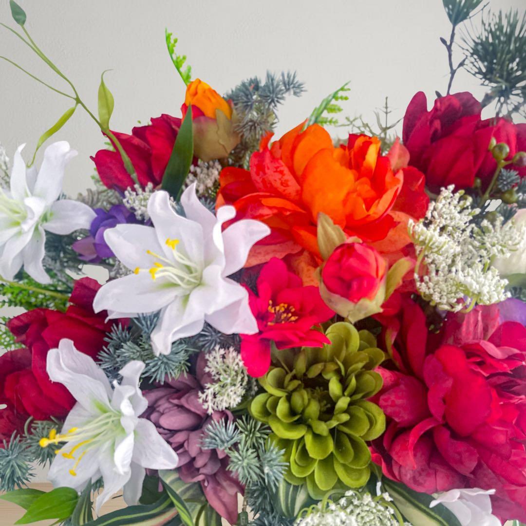 光触媒フラワー 和モダンフラワーアレンジ｜黒花器｜季節を彩る上質