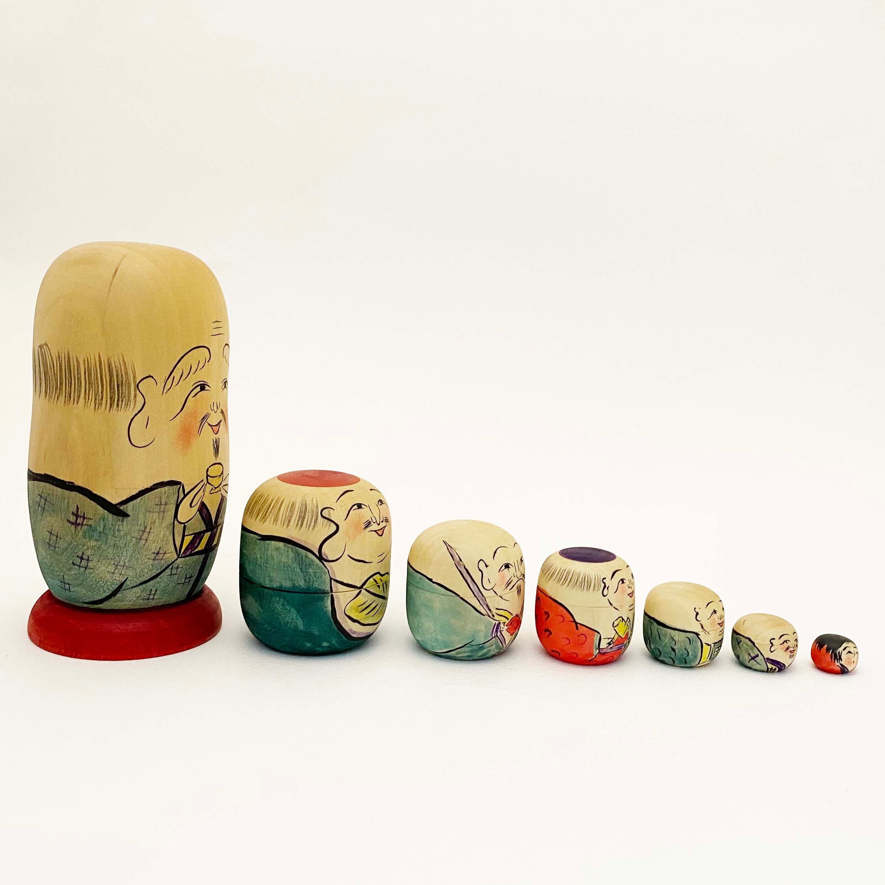 七福神入れ子こけし 7個組(遠刈田系 / 小笠原義雄工人)