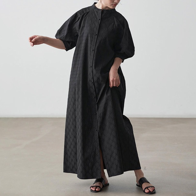 ノンカラーパフスリーブワンピース K0359