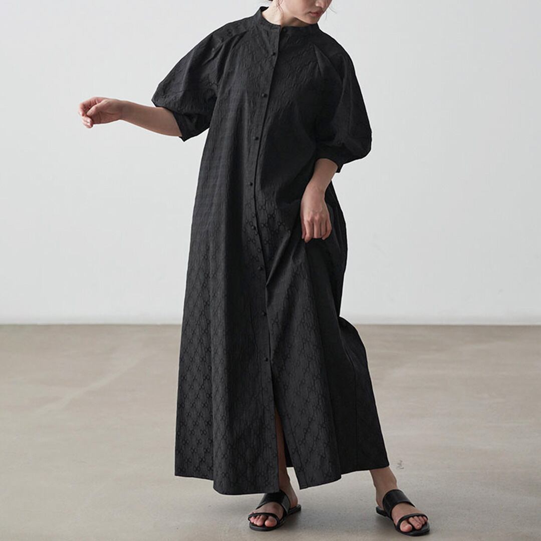 ノンカラーパフスリーブワンピース K0359