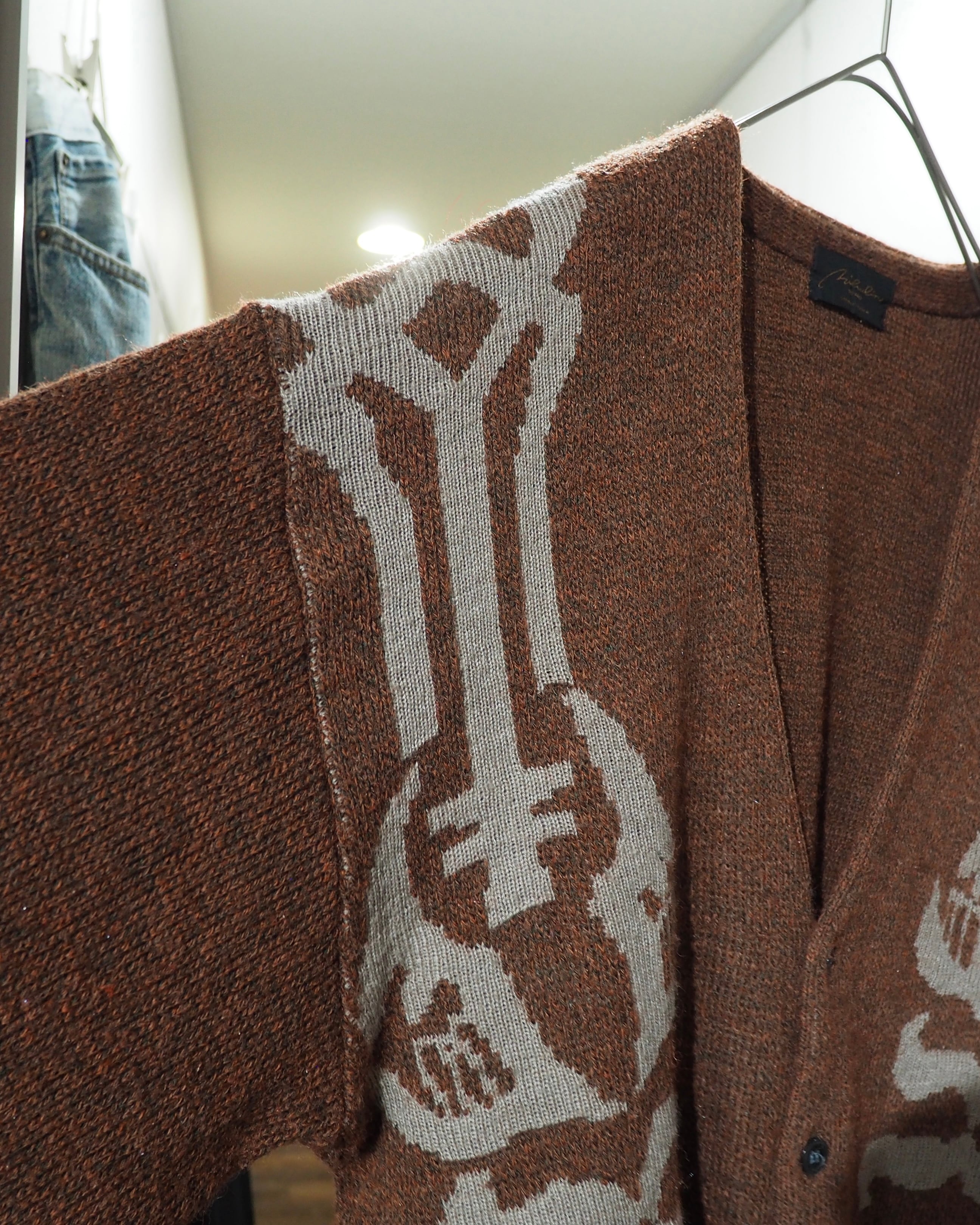 1980s ” 骨 - Bone ”Geometric Pattern Weaving Vintage Knit Cardigan