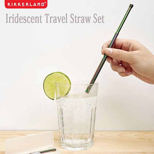 Iridescent Travel Straw Set イリデセント トラベル ストロー セット ステンレス製 エコ KIKKERLAND キッカーランド
