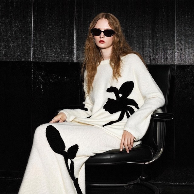 フレンチレトロスタイルセーター&スカートセット