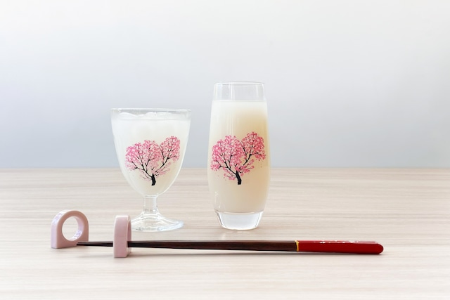 【ANA Pocket対象品】『冷感桜グラス1個』+『リング箸置き2個』セット
