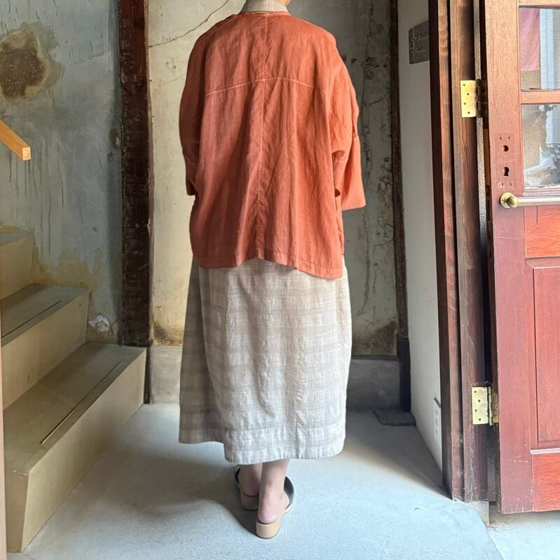 【新品】MITTAN ラミーシルクワイドジャケット 松煙 サイズ2 MITTAN JK-67DC ラミーシルクワイドジャケット（草木濃染）柿渋x