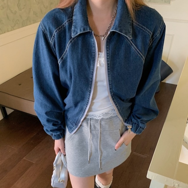 Denim zip blouson　B355