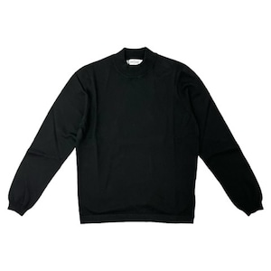 GranSasso(グランサッソ)  Long Sleeve Softcotton 12G Mock Neck Knit Tee (58108/18120/099)/BLACK