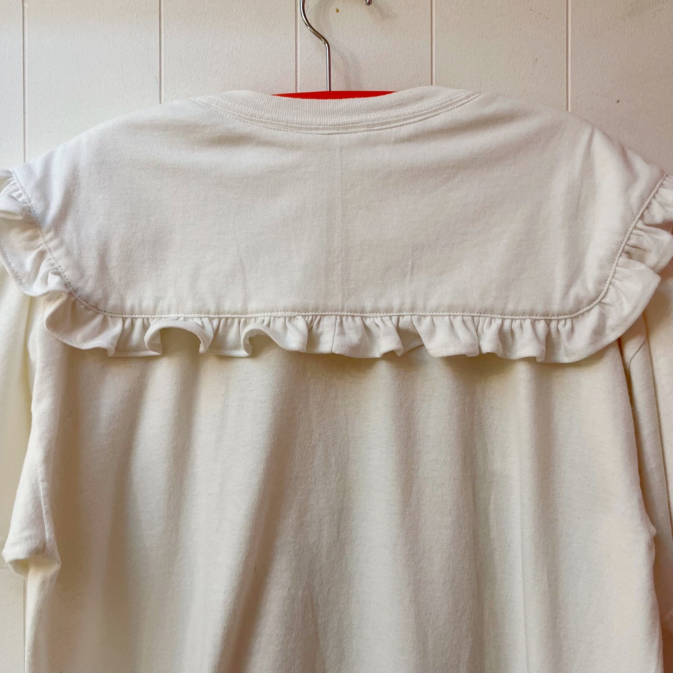 remake : frill open collar white big T-shirt / 02