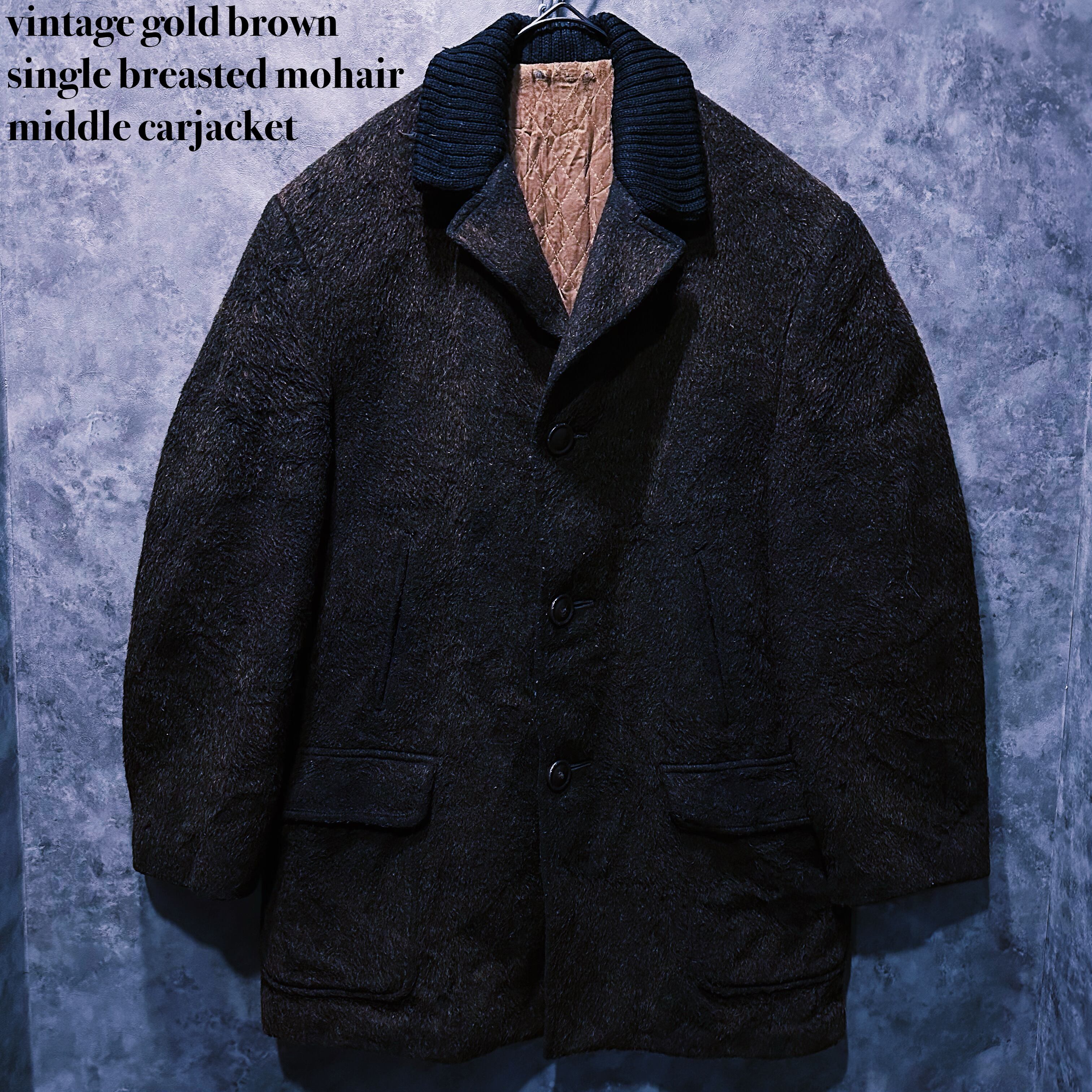 【doppio】vintage gold brown single breasted mohair middle carjacket