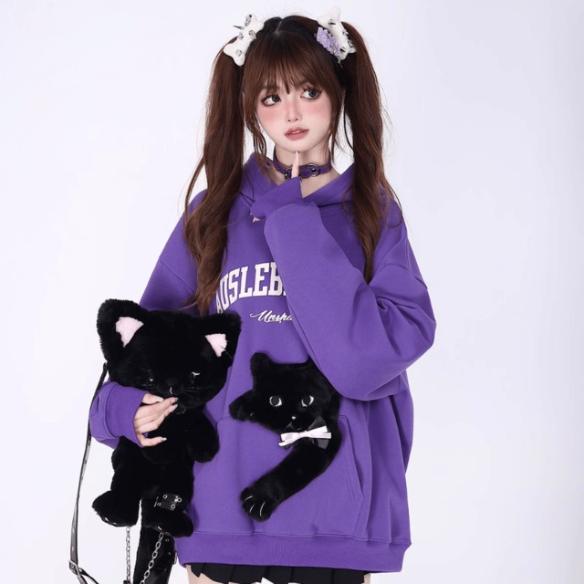 ゴスロリ通販 With U CRAZYGIRL オリジナル パーカー 黒猫 ストリート