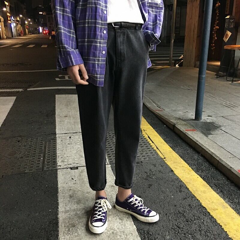 全2色 デニム パンツ ストレート カジュアル シンプル 無地