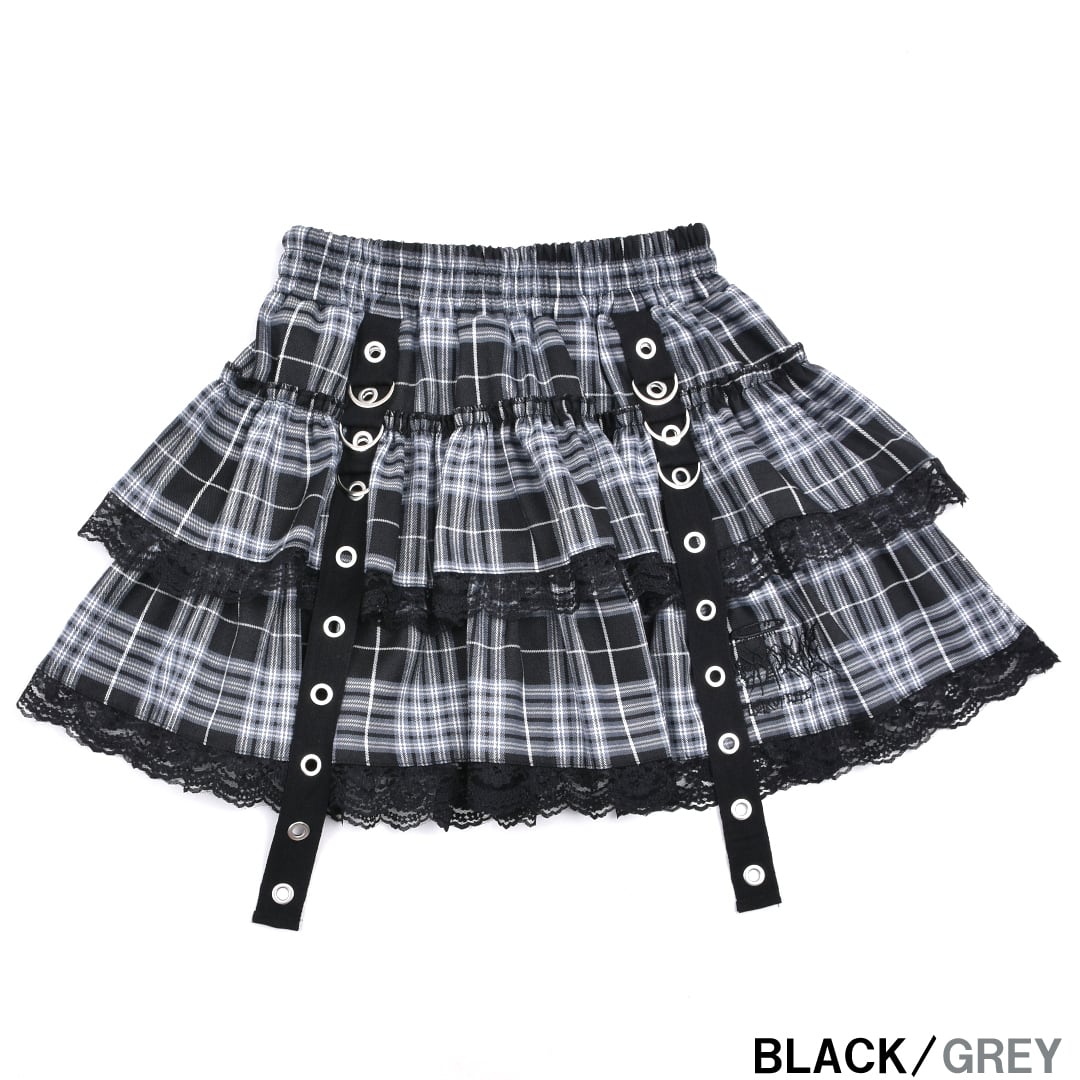2/5新カラー追加！】サブカル刺繍☆チェックハトメティアードスカート