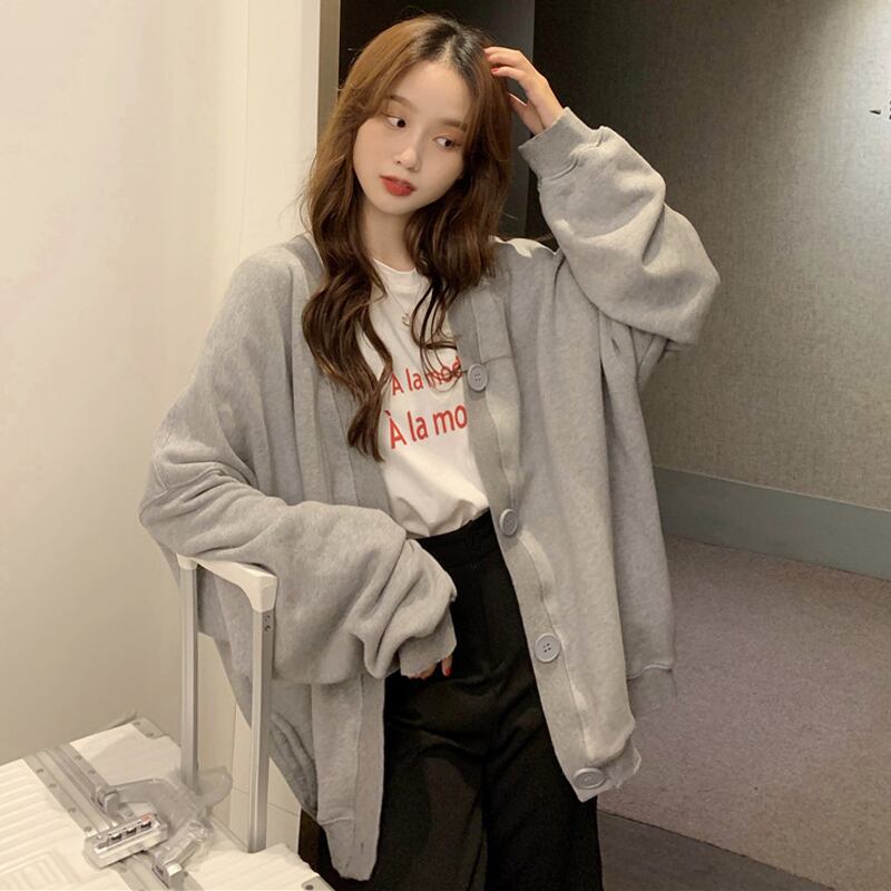 セーター スプリングルーズVネックカジュアル薄手カーディガンジャケット ロング 春物 YY-ファッション61658972483