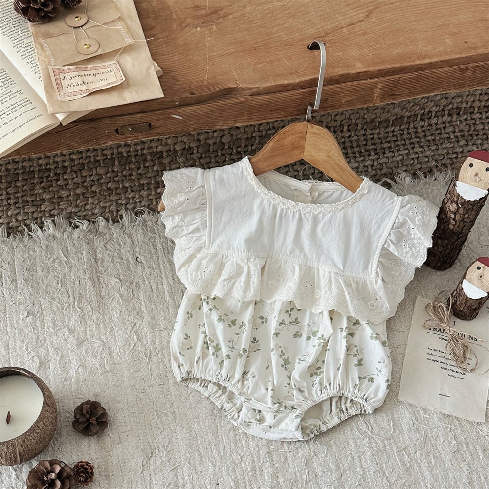 【BABY】レトロフリルロンパース