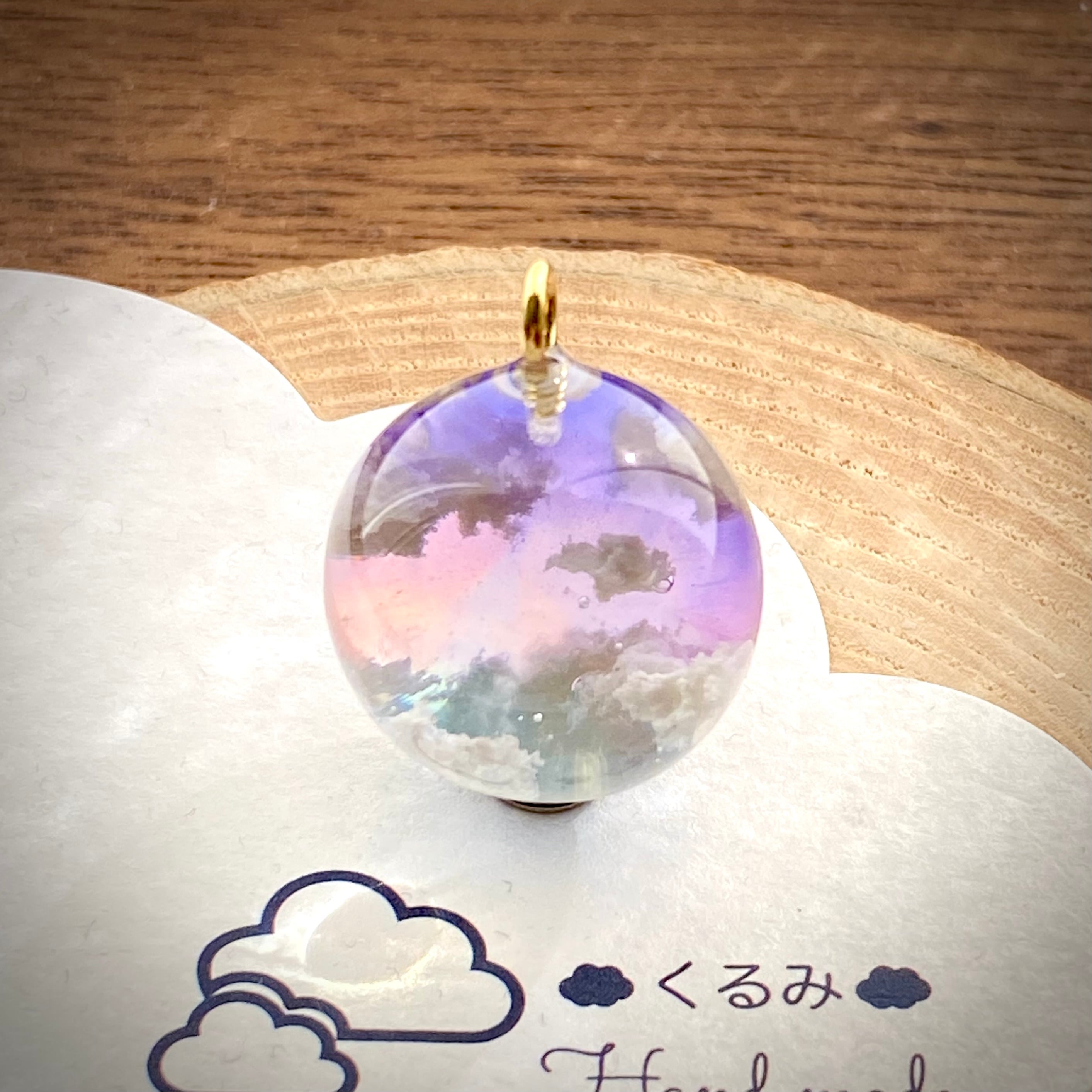 空＆雲ペンダント まん丸 夕暮れ空  20mm
