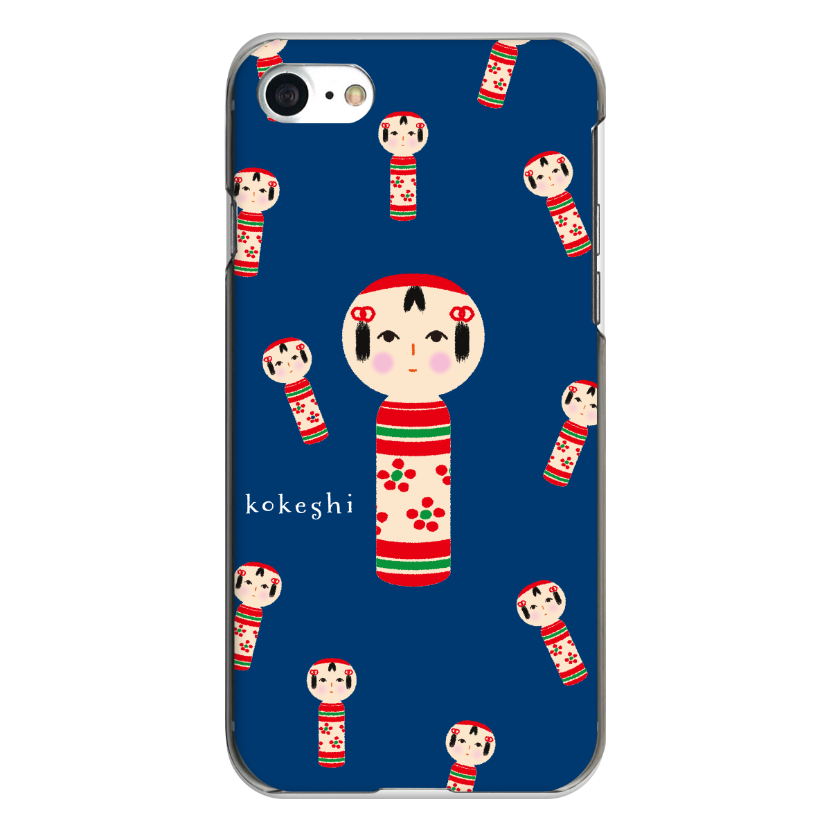 iPhone対応 スマホ ハードケース クリア こけし&こけし いっぱい 伝統 日本 デザイナーズ 【iPhone17 / iPhone16e / AQUOS / Xperia 他 iPhone / Android ほぼ全機種対応】 |desr2719