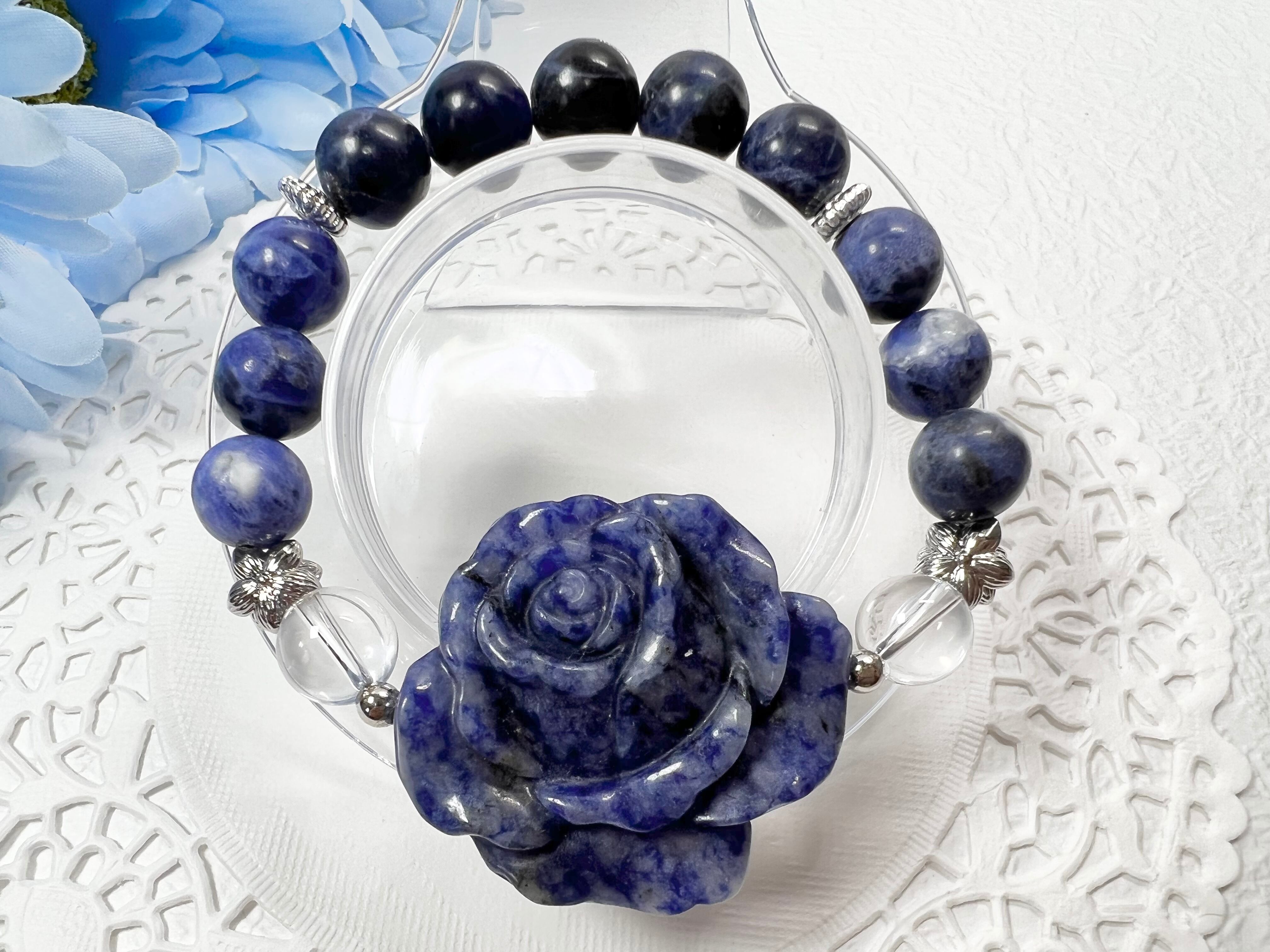 【ソーダーライト薔薇ブレスレット❁¨̮】◆送料無料◆天然石 パワーストーン