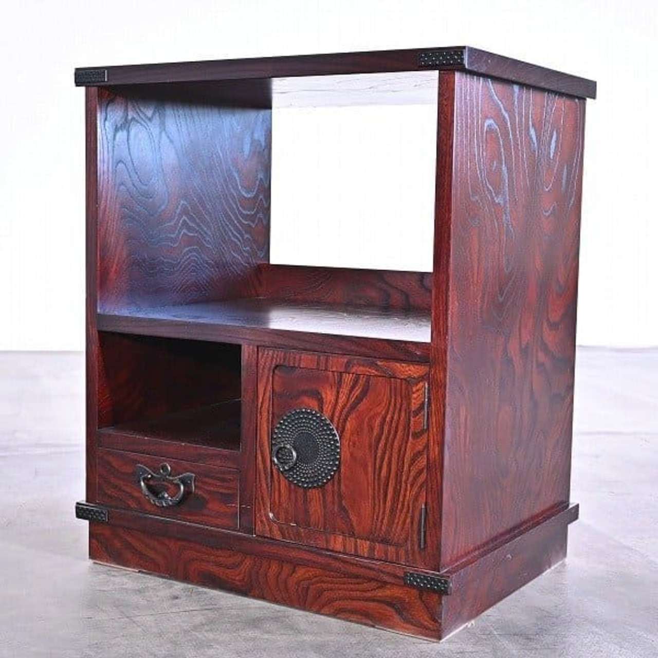 岩谷堂箪笥「電話台 大」サイドテーブル 欅材 無垢 飾り棚 チェスト 収納 ジャパニーズモダン 鉄器 ケヤキ 民芸 和家具 別注品【中古家具/中古インテリア/USED家具ユーズド家具/リサイクル】