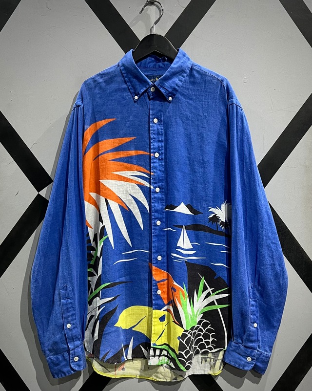 “Ralph Lauren” Beautiful Marine Design L/S Linen Shirt