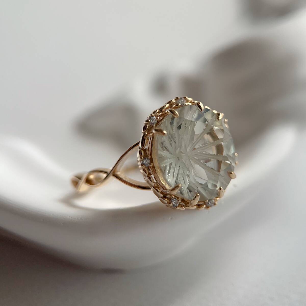 大粒天然グリーンアメジストリング　silver925