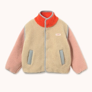送料無料 tinycottons/COLOR BLOCK SHERPA JACKET - vanilla