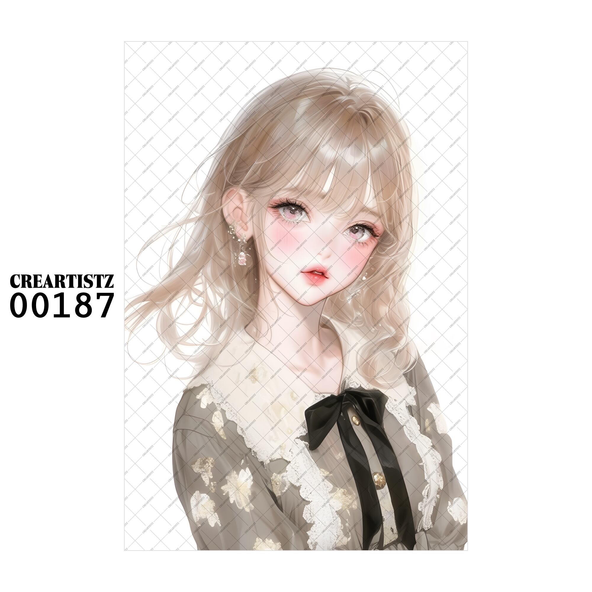00187 ガール キュート オリジナル ペーパー/ステッカー 4枚セット CREARTISTZ