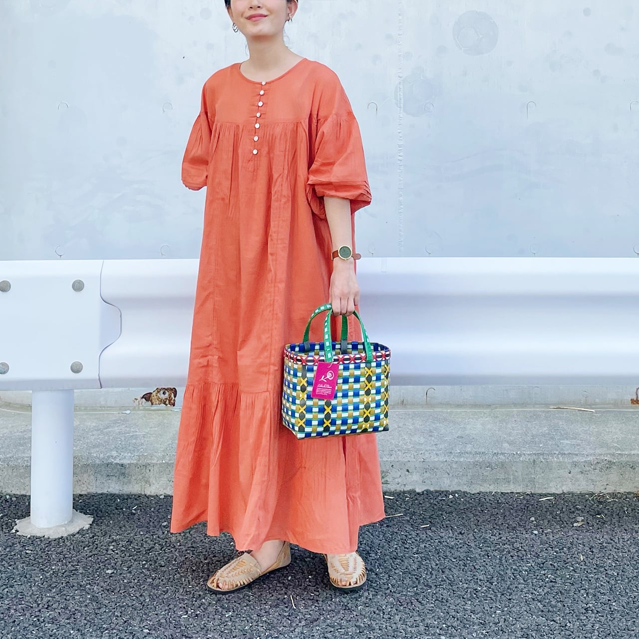 Apricot tiered dress