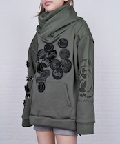 【ATELIER LINE】 COOLAランダムパッチハイネックスウェットフーディー　CQ-48070H