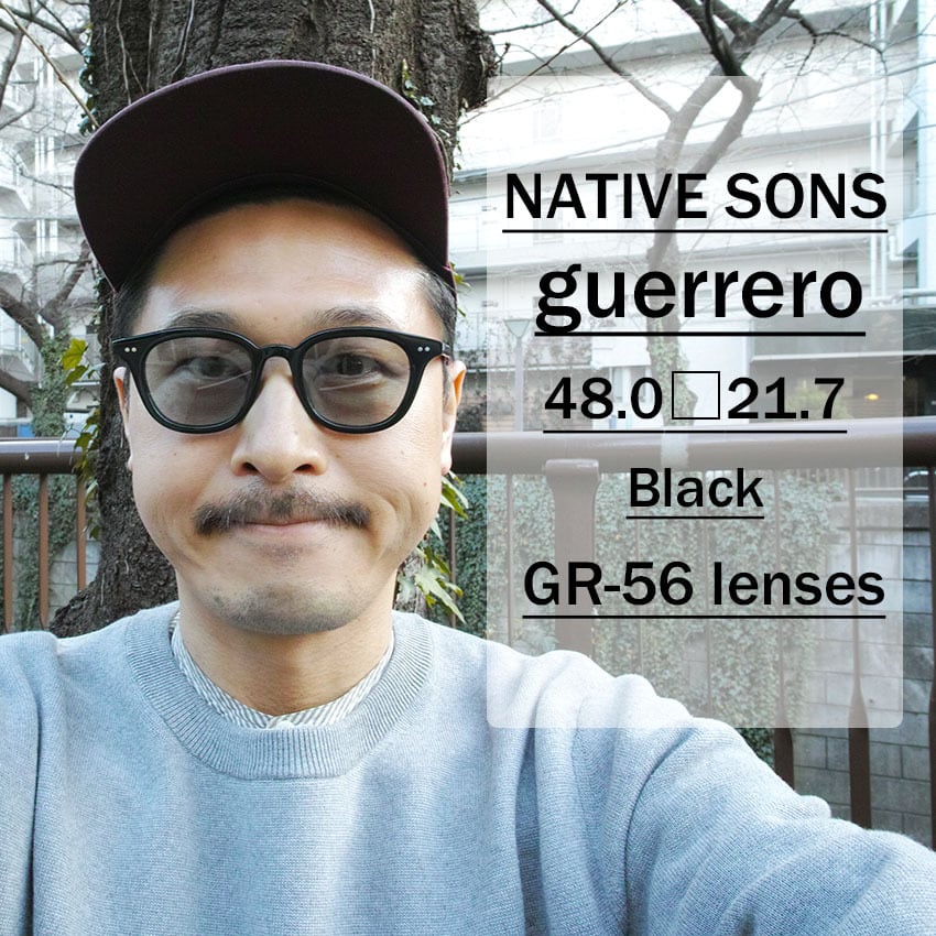 NATIVE SONS / GUERRERO Sun / Black - GR56 ブラック-ライトグレーレンズ ライトカラーサングラス