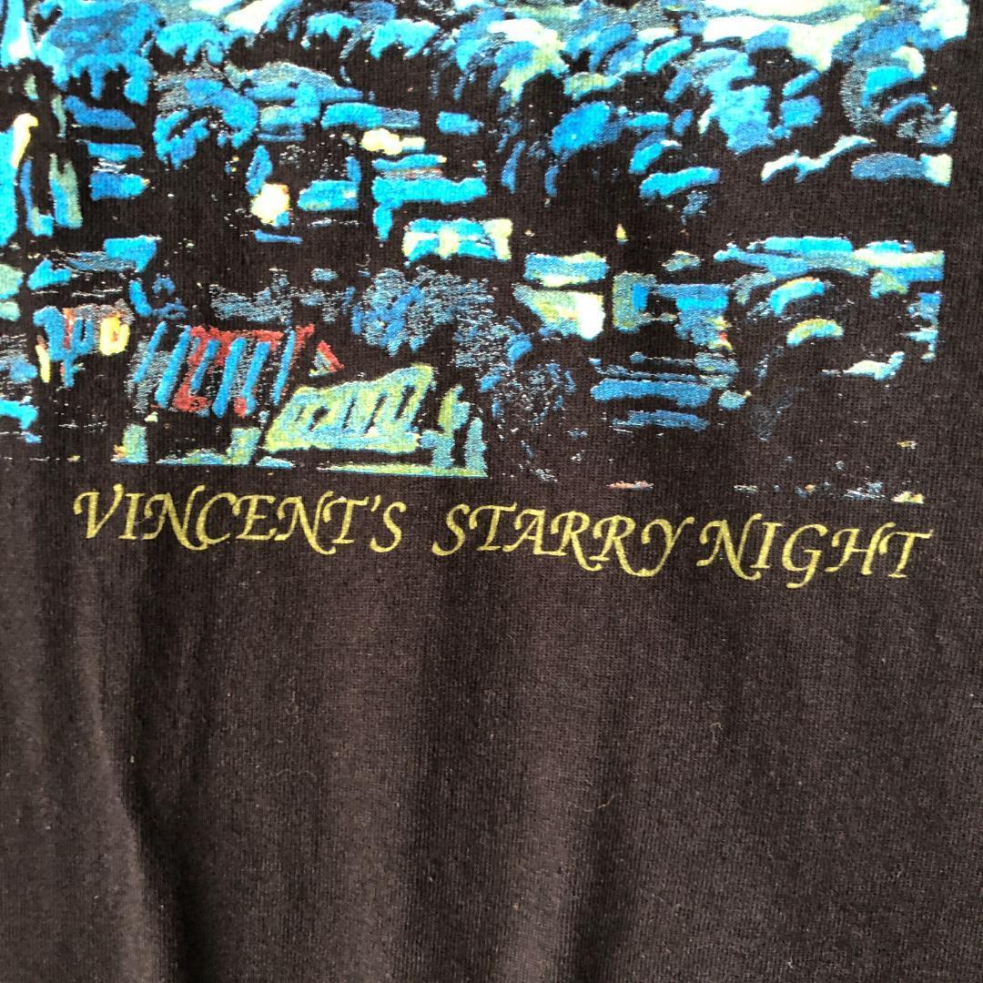 XZ246 00s ゴッホ アート Tシャツ 星月夜 ブラック ビンテージ XL