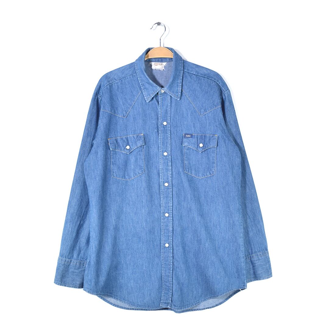 70s キー インペリアル USA製 ヴィンテージデニムシャツ ウエスタンシャツ KEY IMPERIAL メンズL相当 古着 @CA1397