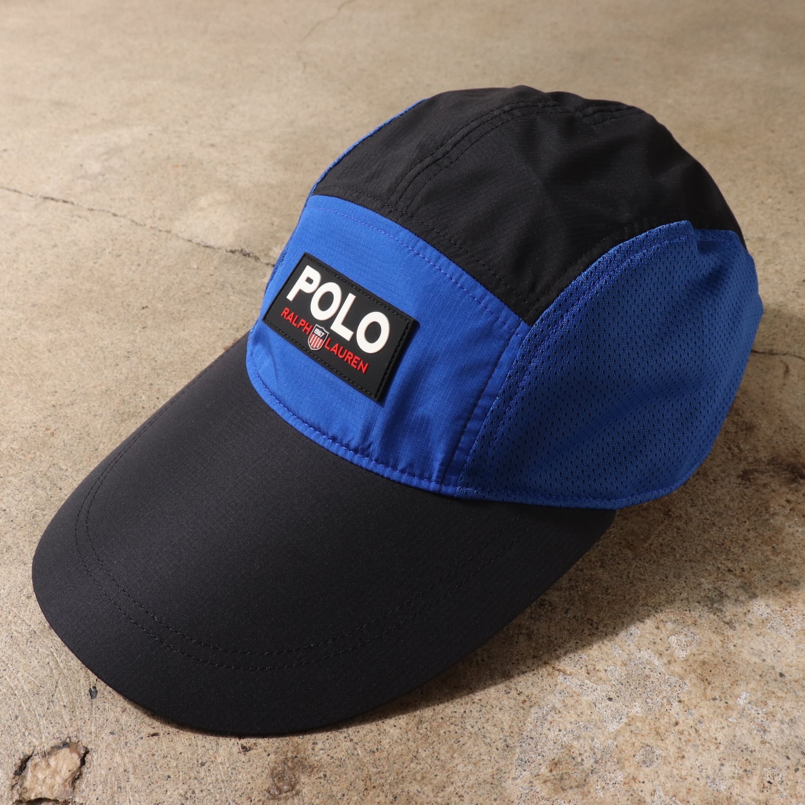 極美品 Polo Sport 5パネル ロングビルキャップ ポロスポーツ 青 