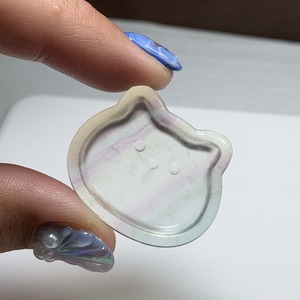 26.可愛い猫顔☆フローライト猫皿