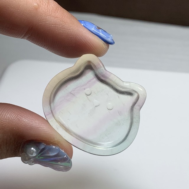 26.可愛い猫顔☆フローライト猫皿