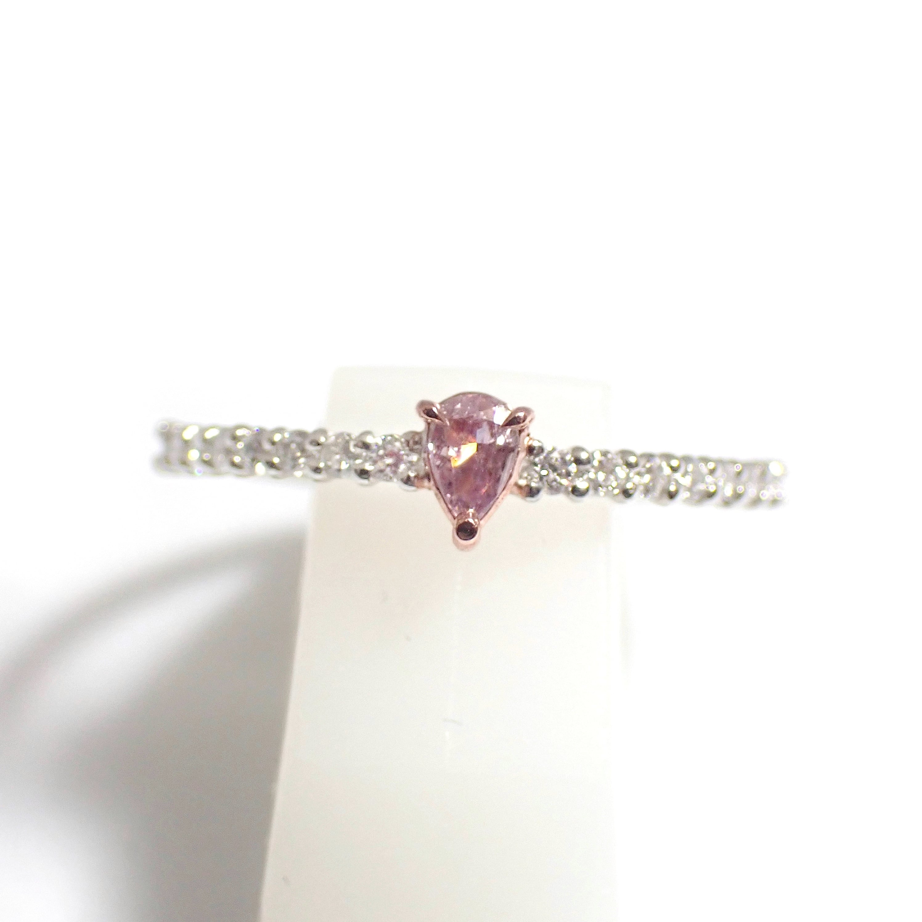 新品 日本製】 Pt900 プラチナ 0.099ct Fancy Purple Pink 天然 ピンク