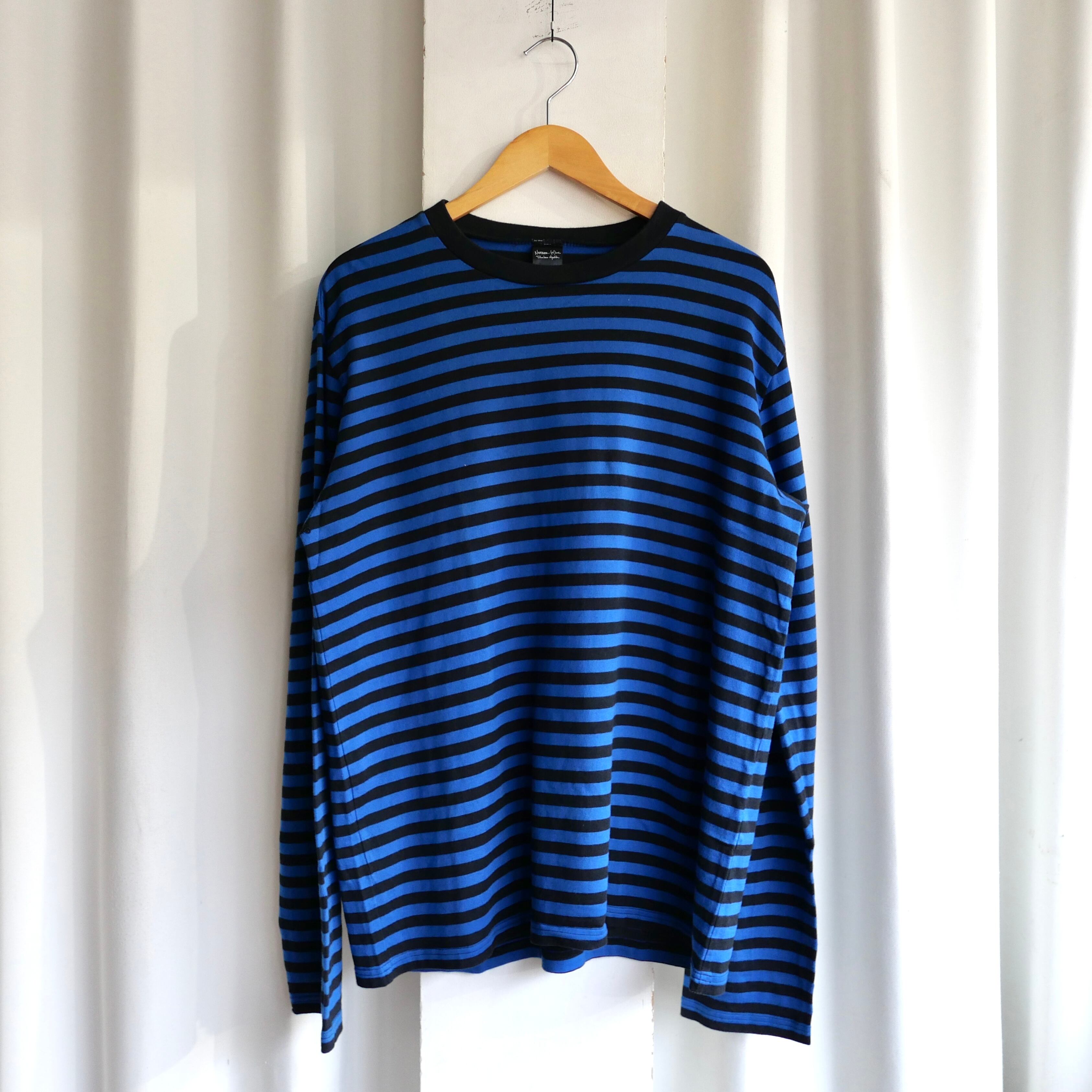 Number (N)ine BORDER LONG-SLEEVE TEE BLUE×BLACK | safarionline